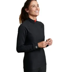 TSHIRT FEMME COL ZIP COMFORT 5 NOIR