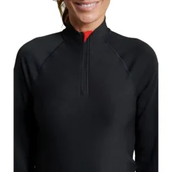 TSHIRT FEMME COL ZIP COMFORT 5 NOIR
