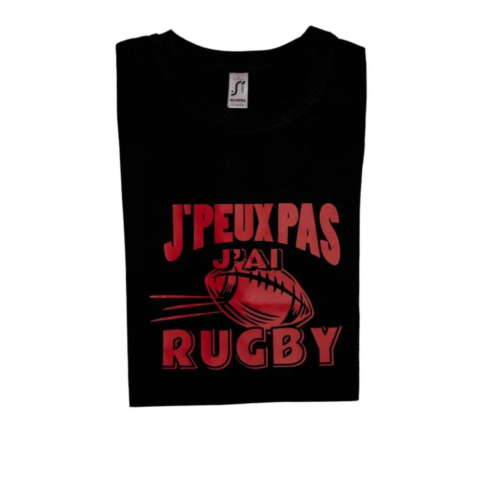 TSHIRT J'PEUX PAS J'AI RUGBY NOIR