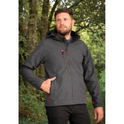 VESTE SOFTSHELL TREILLIS GRISE